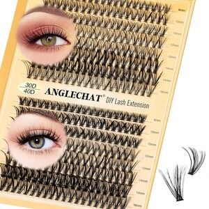 ANGLECHAT 320pcs DIY Lash Extension Clusters 30D 40D D Curl 8-16mm Mix Lengths